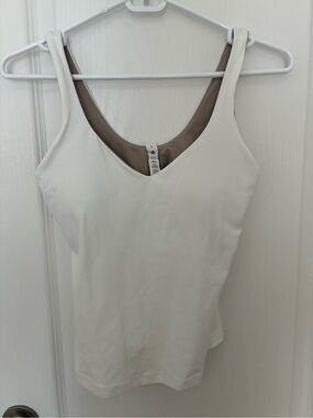 lululemon athletica White Tank Top with Taupe Lining